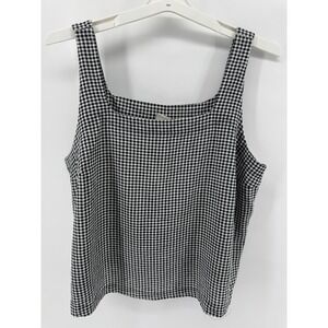 A New Day Black White Gingham Square Neck Tank Top Women's XXL
